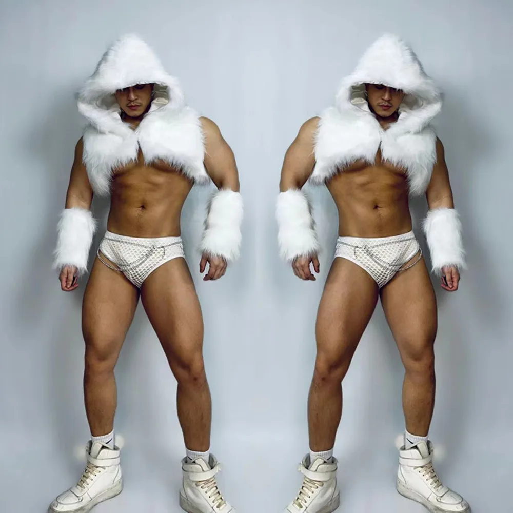 Вечеринка в ночном клубе Muscle Man Gogo Одежда для танцев Белый жилет из искусственного меха Наряд для разрушения танцовщицы Костюм для танцев на пилоне
Вечеринка в ночном клубе Muscle Man Gogo Одежда для танцев Белый жилет из искусственного меха Наряд для разрушения танцовщицы Костюм для танцев на пилоне