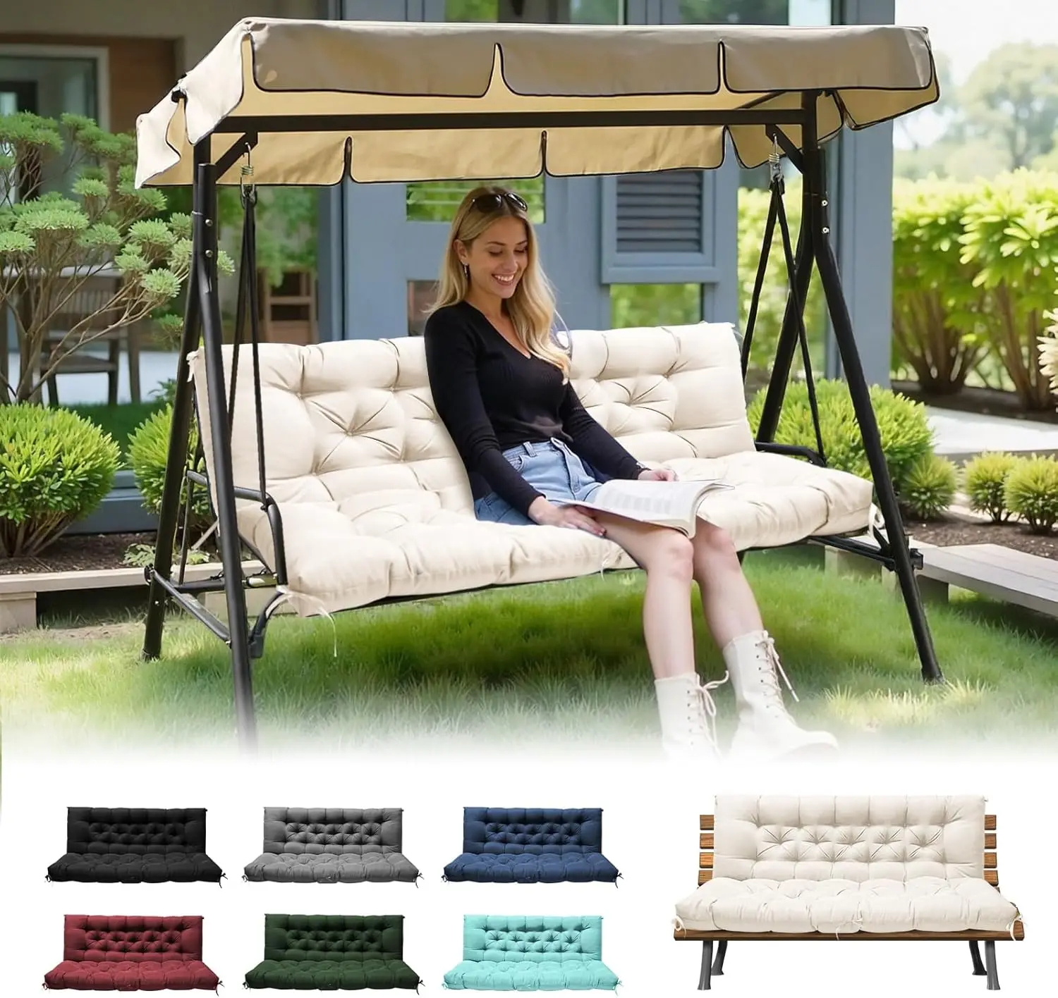 Waterproof Outdoor Swing Cushions for Patio Furniture, Thickened 2-3 Seater Replacement 60×40" Cream
Waterproof Outdoor Swing Cushions for Patio Furniture, Thickened 2-3 Seater Replacement 60×40" Cream