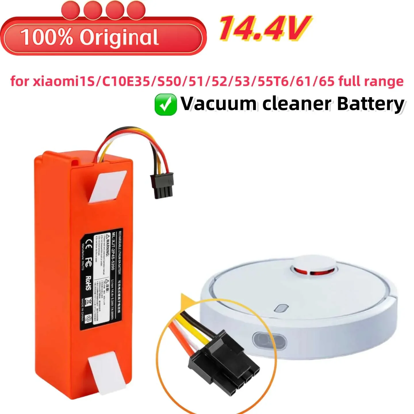 Original 14.4V Li-ion Battery Robotic Vacuum Cleaner Replacement Battery Mijia Robot Roborock S50 S51 S55 Accessory Spare
Original 14.4V Li-ion Battery Robotic Vacuum Cleaner Replacement Battery Mijia Robot Roborock S50 S51 S55 Accessory Spare