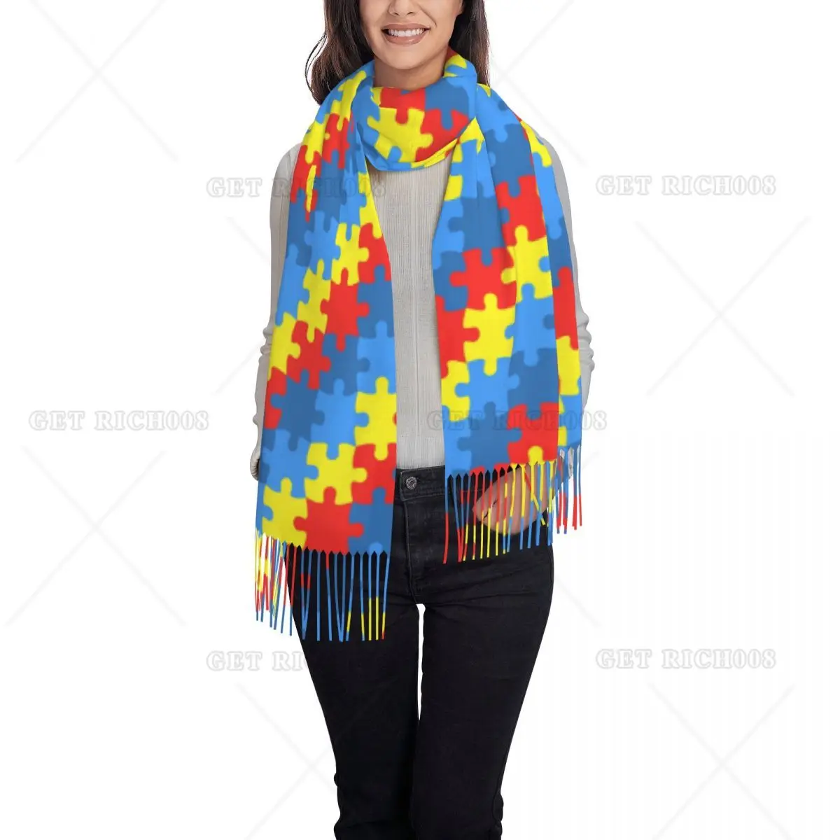 Women'S Colorful Autism Awareness Puzzle Scarf Wrap Tassel Fringes Poncho Printing Shawl 77 X 27 Inch
Women'S Colorful Autism Awareness Puzzle Scarf Wrap Tassel Fringes Poncho Printing Shawl 77 X 27 Inch