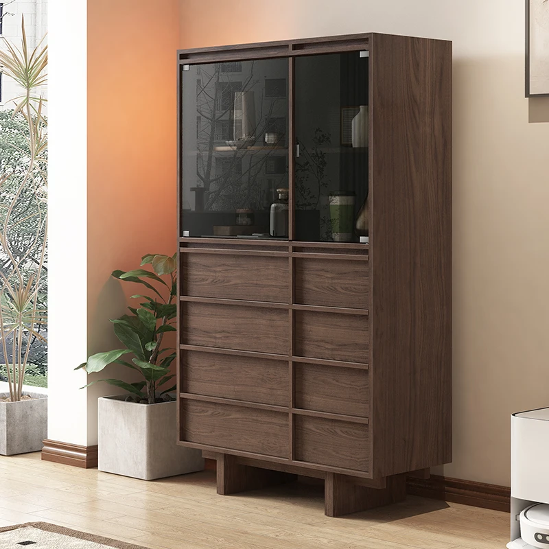 Medieval black walnut wine cabinet living room against the wall tea cabinet glass door wine cabinet solid wood display TV cabine
Medieval black walnut wine cabinet living room against the wall tea cabinet glass door wine cabinet solid wood display TV cabine