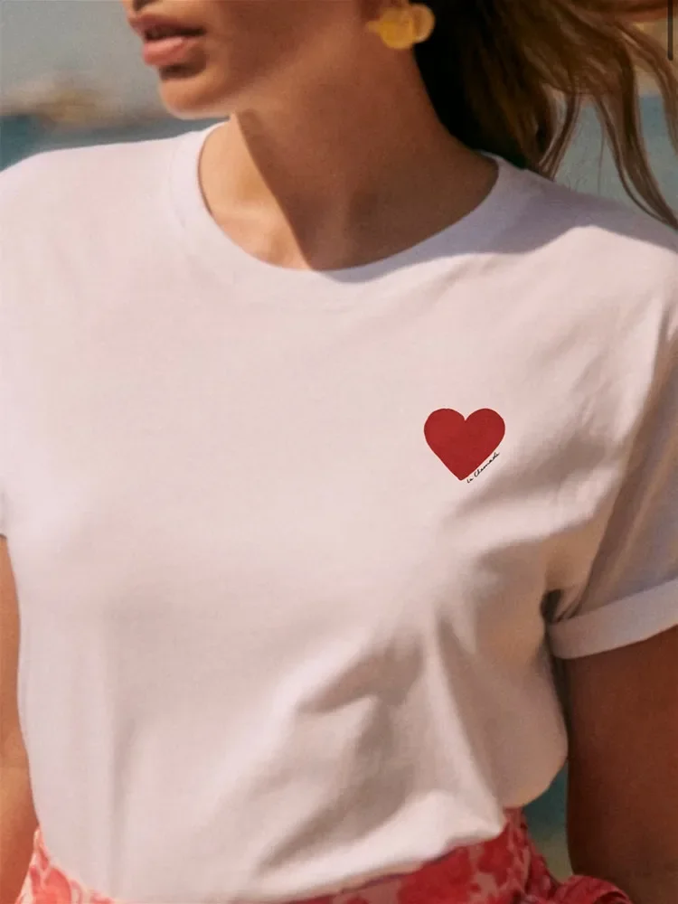 Women's and Men's T-Shirt 2024 New Cotton Letter Heart-Shaped Print Round-Neck Casual Short Sleeve Tee
Women's and Men's T-Shirt 2024 New Cotton Letter Heart-Shaped Print Round-Neck Casual Short Sleeve Tee