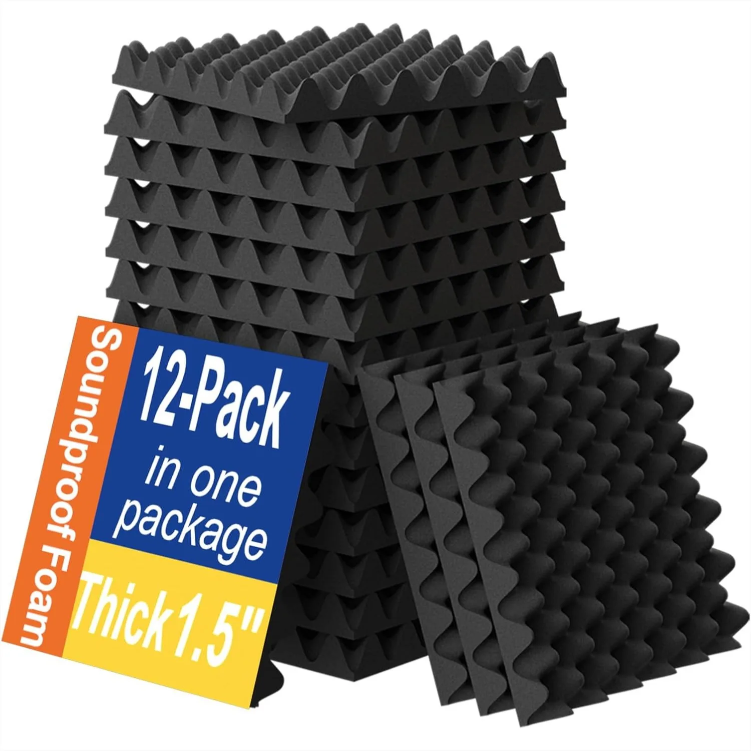 Sound Proofing Egg Crate Foam Pads 12 Pack 1.5x12x12 for Wall, Acoustic Panels with Fire Resistance
Sound Proofing Egg Crate Foam Pads 12 Pack 1.5x12x12 for Wall, Acoustic Panels with Fire Resistance
