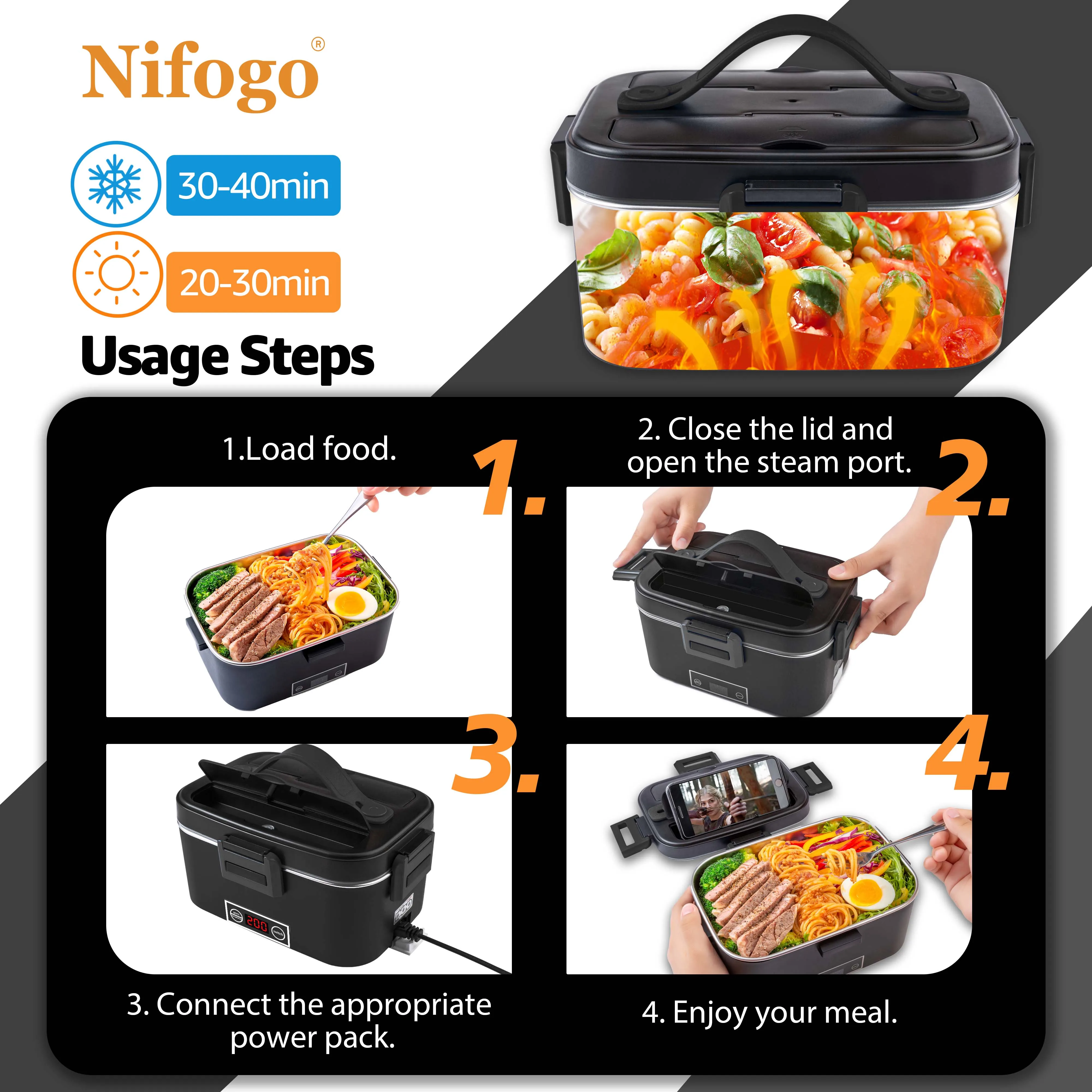 100W 1.8L Electric Heated Lunch Box with Digital Temperature Control, 12V/110V Dual Use Car & Home Food Warmer, 304 Stainless Steel Container, Insulated Carry Bag & Tableware Included
100W 1.8L Electric Heated Lunch Box with Digital Temperature Control, 12V/110V Dual Use Car & Home Food Warmer, 304 Stainless Steel Container, Insulated Carry Bag & Tableware Included