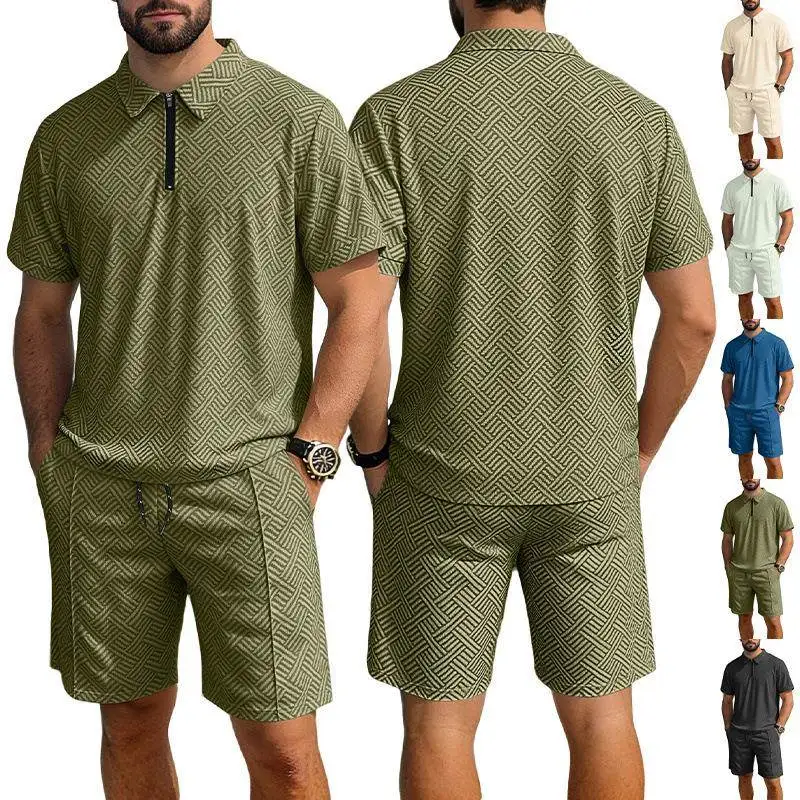 Summer New Men's Short Sleeve Shirt And Shorts Set Zipper Collar Casual Vacation Wear Comfortable Breathable Cotton Suit
Summer New Men's Short Sleeve Shirt And Shorts Set Zipper Collar Casual Vacation Wear Comfortable Breathable Cotton Suit