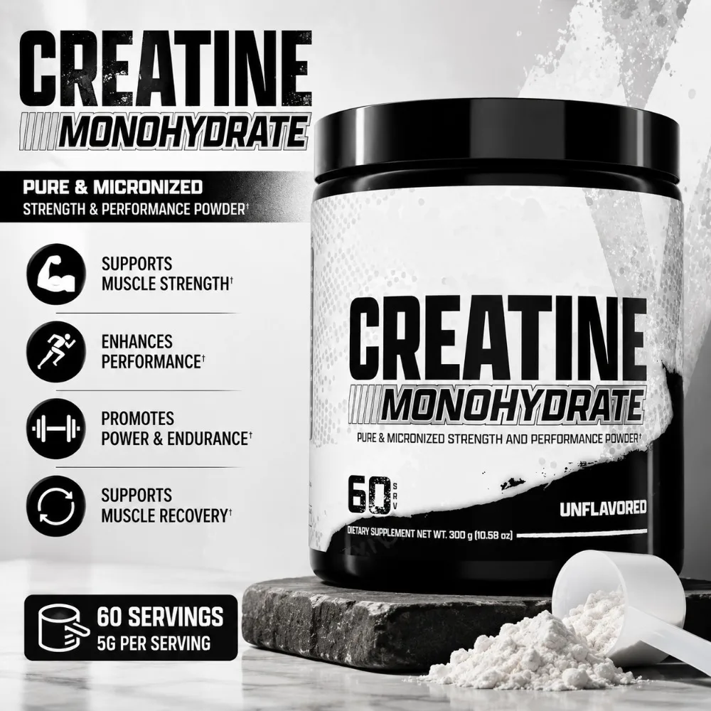 Micronized Creatine Monohydrate Powder 300g 60 Servings Unflavored Gluten Free Daily Wellness Supplement for Men Women
Micronized Creatine Monohydrate Powder 300g 60 Servings Unflavored Gluten Free Daily Wellness Supplement for Men Women