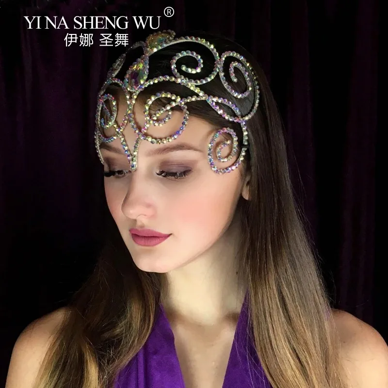 Fashion Gorgeous Belly Dance Headpiece Headband Bridal Hair Accessories Women Ballroom Hollow Colourful Rhinestone Head Chain
Fashion Gorgeous Belly Dance Headpiece Headband Bridal Hair Accessories Women Ballroom Hollow Colourful Rhinestone Head Chain