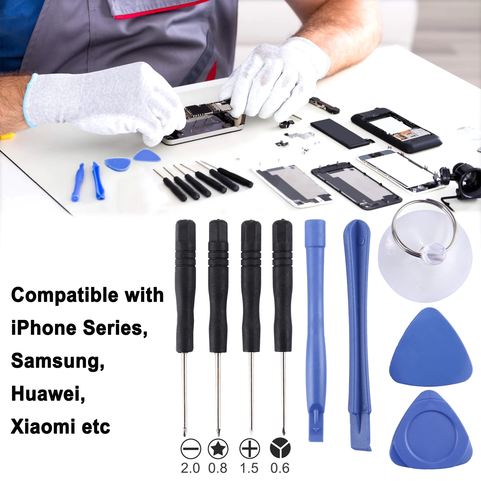 10 in 1 Repair Kits (4 x Screwdriver + 2 x Teardown Rods + 1 x Chuck + 2 x Triangle on Thick Slices + Eject Pin)
10 in 1 Repair Kits (4 x Screwdriver + 2 x Teardown Rods + 1 x Chuck + 2 x Triangle on Thick Slices + Eject Pin)