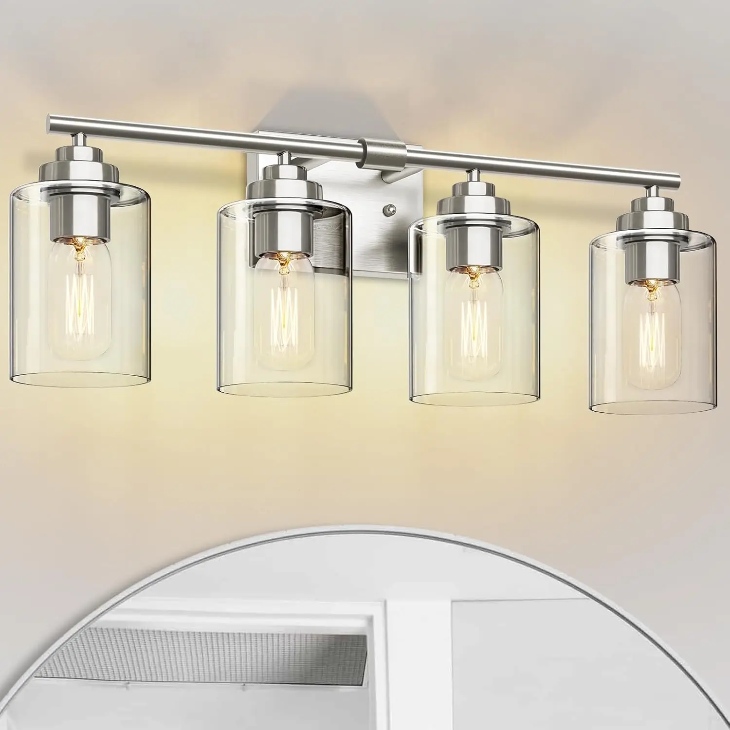 4-Light Bathroom Vanity Light, Nickel Wall Sconce for Mirror, Bedroom, Living Room
4-Light Bathroom Vanity Light, Nickel Wall Sconce for Mirror, Bedroom, Living Room