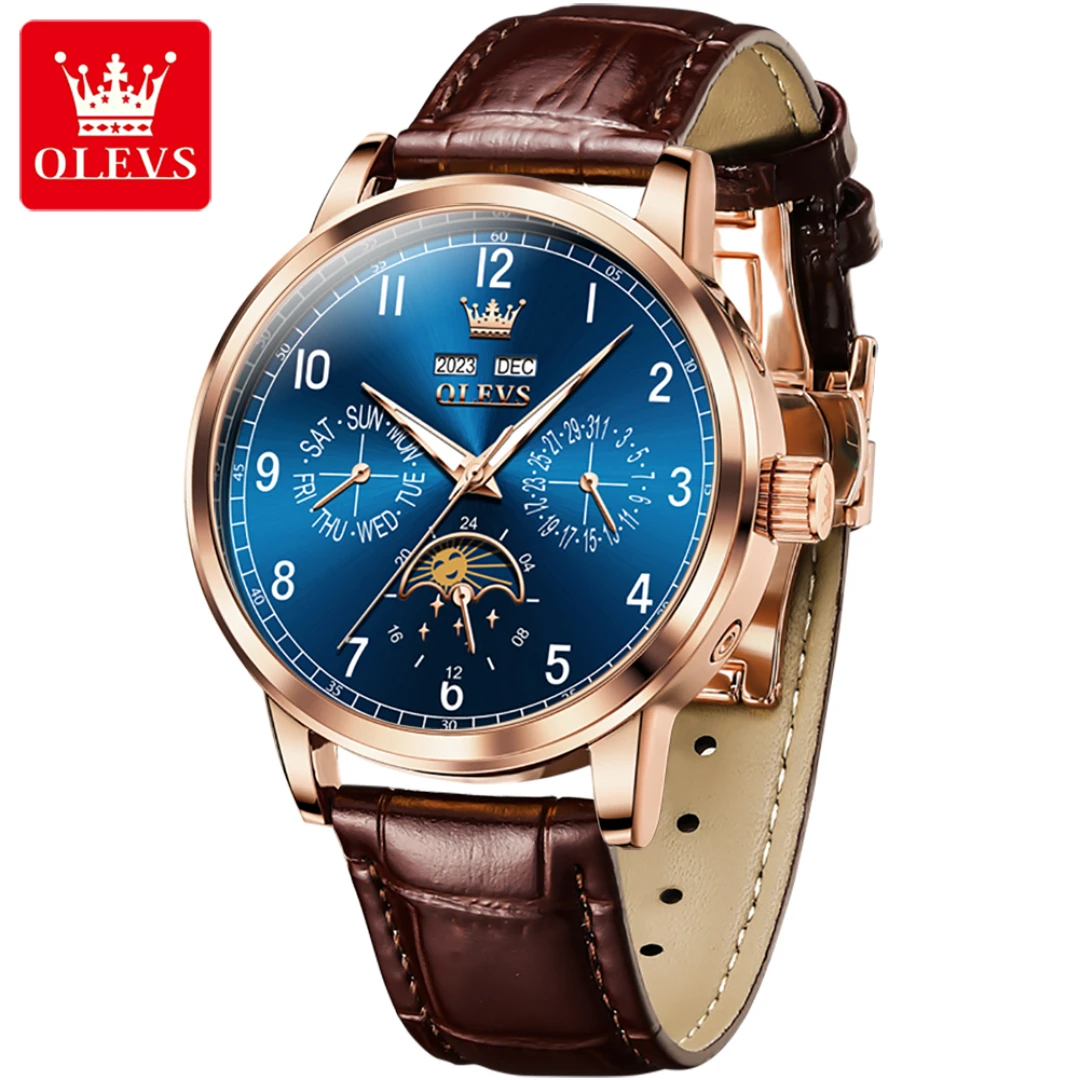 OLEVS 6698 Business Mechanical Watch Gift Round-dial Genuine Leather Watchband Wristwatch
OLEVS 6698 Business Mechanical Watch Gift Round-dial Genuine Leather Watchband Wristwatch