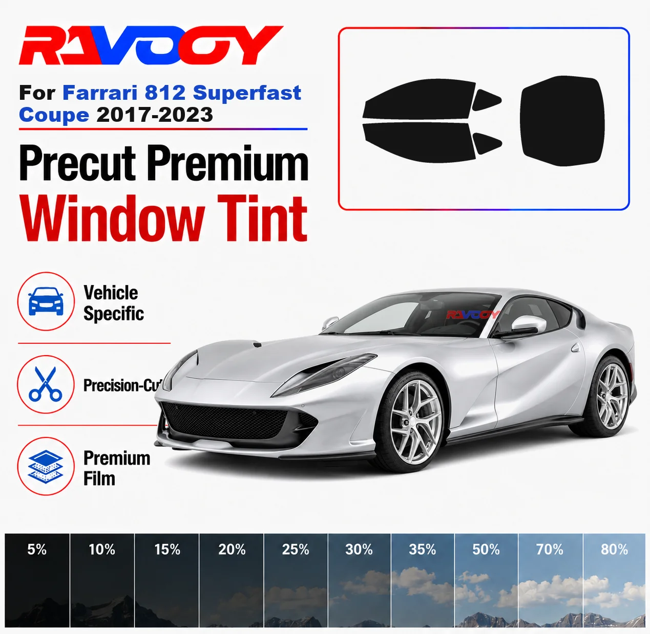 Premium Precut Window Tint Kit Front Rear Windows Rear Windshield For Farrari 812 Superfast Coupe 2017-2023 Nano Ceramic Film
Premium Precut Window Tint Kit Front Rear Windows Rear Windshield For Farrari 812 Superfast Coupe 2017-2023 Nano Ceramic Film
