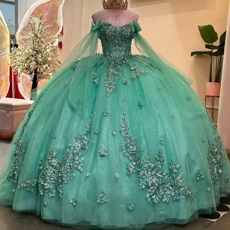 Customized Shiny Green Quinceanera Dresses Luxury Flower Lace Beading Birthday Party Prom Princess Vestidos De 15 Anos
Customized Shiny Green Quinceanera Dresses Luxury Flower Lace Beading Birthday Party Prom Princess Vestidos De 15 Anos