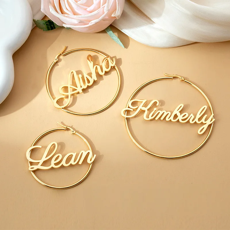 European Fashion Women's Letter Custom Earrings Round Personalized Customized Name Stainless Steel Earrings Jewelry Dropshipping
European Fashion Women's Letter Custom Earrings Round Personalized Customized Name Stainless Steel Earrings Jewelry Dropshipping