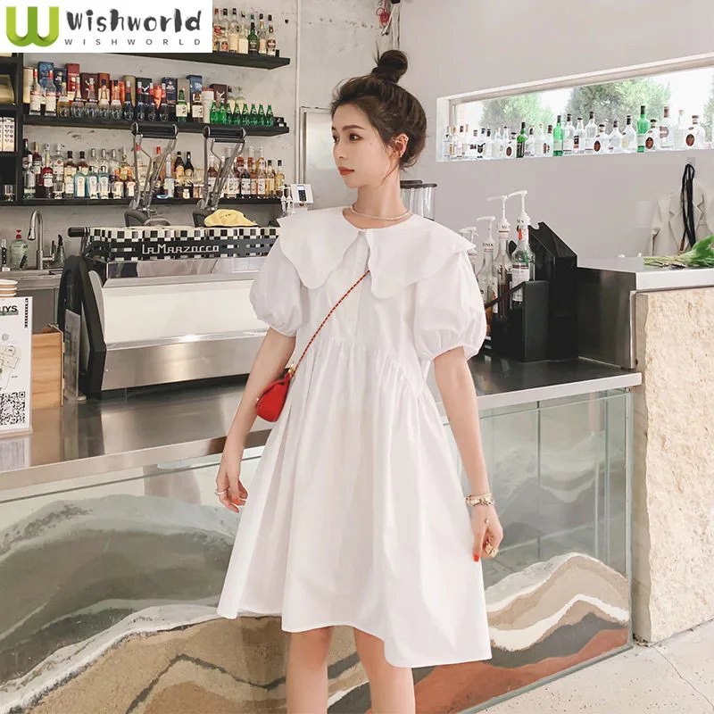 White Sweet Aging Fashion Shirt Dress Women's 2022 Spring and Summer New Korean Casual Loose Doll Neck A-line Skirt
White Sweet Aging Fashion Shirt Dress Women's 2022 Spring and Summer New Korean Casual Loose Doll Neck A-line Skirt