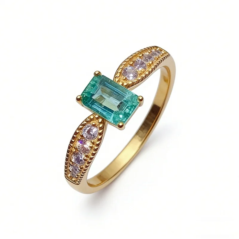 Natural Emerald 4*6mm Emerald Cut S925 Silver Ring Gold Plated Milgrain Band Ladies Gemstone Ring
Natural Emerald 4*6mm Emerald Cut S925 Silver Ring Gold Plated Milgrain Band Ladies Gemstone Ring