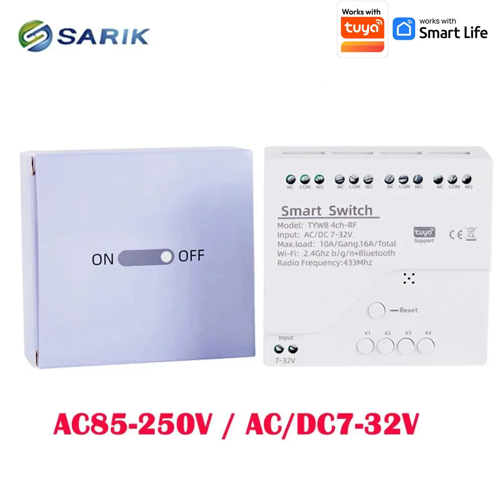 WiFi Remote Control Module AC85V 220 250V DC7V 32V RF Receiver Interlock Inching 4CH Relay Switch Module Works Tuya Smart Switch
WiFi Remote Control Module AC85V 220 250V DC7V 32V RF Receiver Interlock Inching 4CH Relay Switch Module Works Tuya Smart Switch