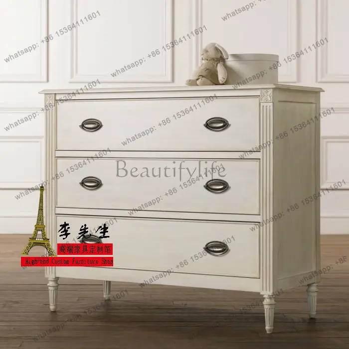 European oak solid wood three-bucket cabinet, French American carved antique chest cabinet
European oak solid wood three-bucket cabinet, French American carved antique chest cabinet