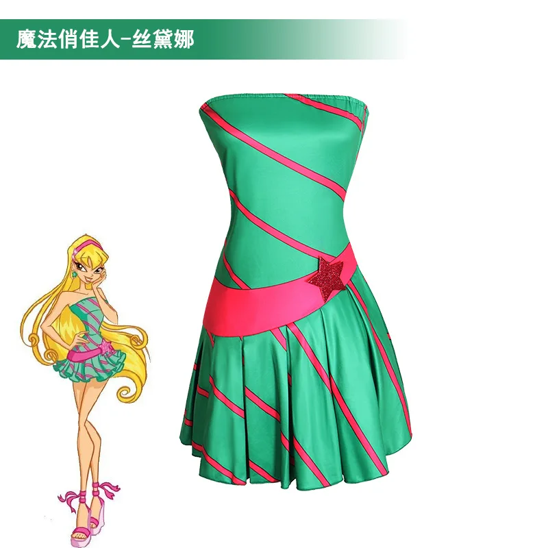 Anime Winx Club Stella Cosplay Costume Magical Fairy Party Green Dress with Wings Halloween Roleplay Outfit Costume for Woman
Anime Winx Club Stella Cosplay Costume Magical Fairy Party Green Dress with Wings Halloween Roleplay Outfit Costume for Woman