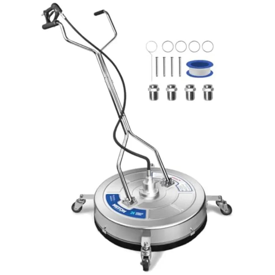 24 Pressure Washer Surface Cleaner for large-area cleaning, stainless steel construction, silver color, 4500PSI heavy-duty dual
24 Pressure Washer Surface Cleaner for large-area cleaning, stainless steel construction, silver color, 4500PSI heavy-duty dual
