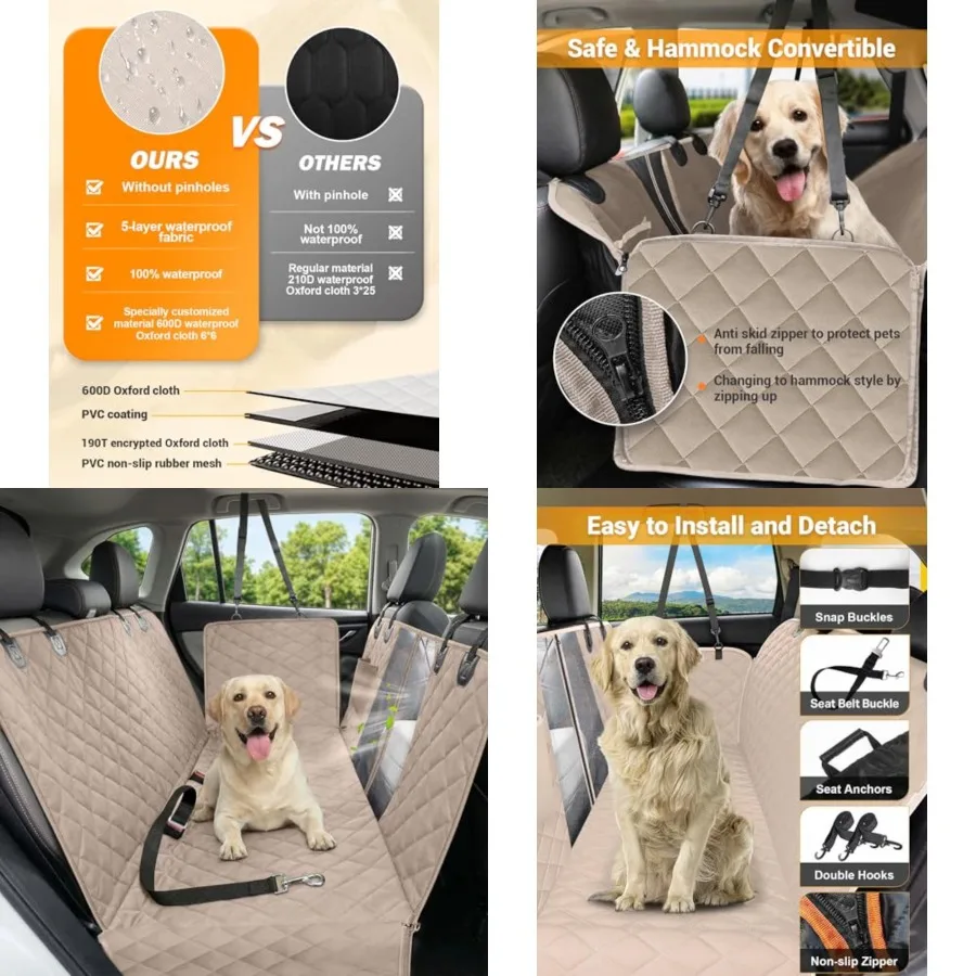 Dog Car Seat Cover, 600D Heavy Durable Dog Seat Cover for Back Seat, 100% Waterproof Scratch Proof Nonslip Dog Hammock for Car
Dog Car Seat Cover, 600D Heavy Durable Dog Seat Cover for Back Seat, 100% Waterproof Scratch Proof Nonslip Dog Hammock for Car