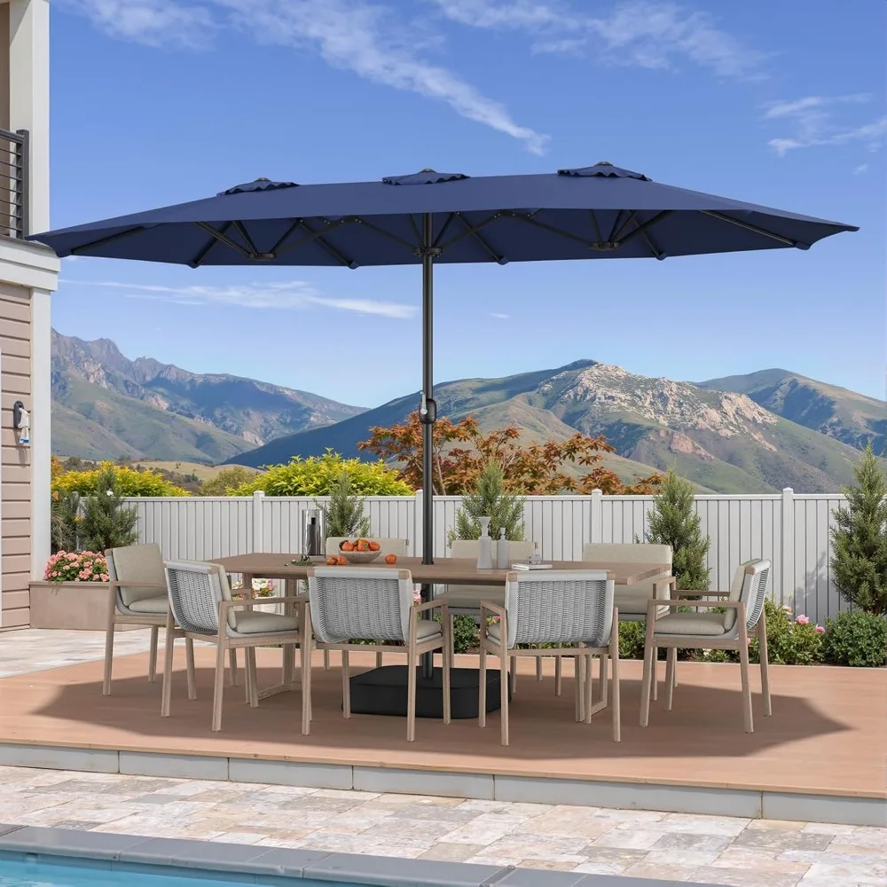 15ft Patio Umbrella with Base Included, Extra Large Shade Area, Double Sided Rectangle Umbrella with Crank Handle for Poolside
15ft Patio Umbrella with Base Included, Extra Large Shade Area, Double Sided Rectangle Umbrella with Crank Handle for Poolside