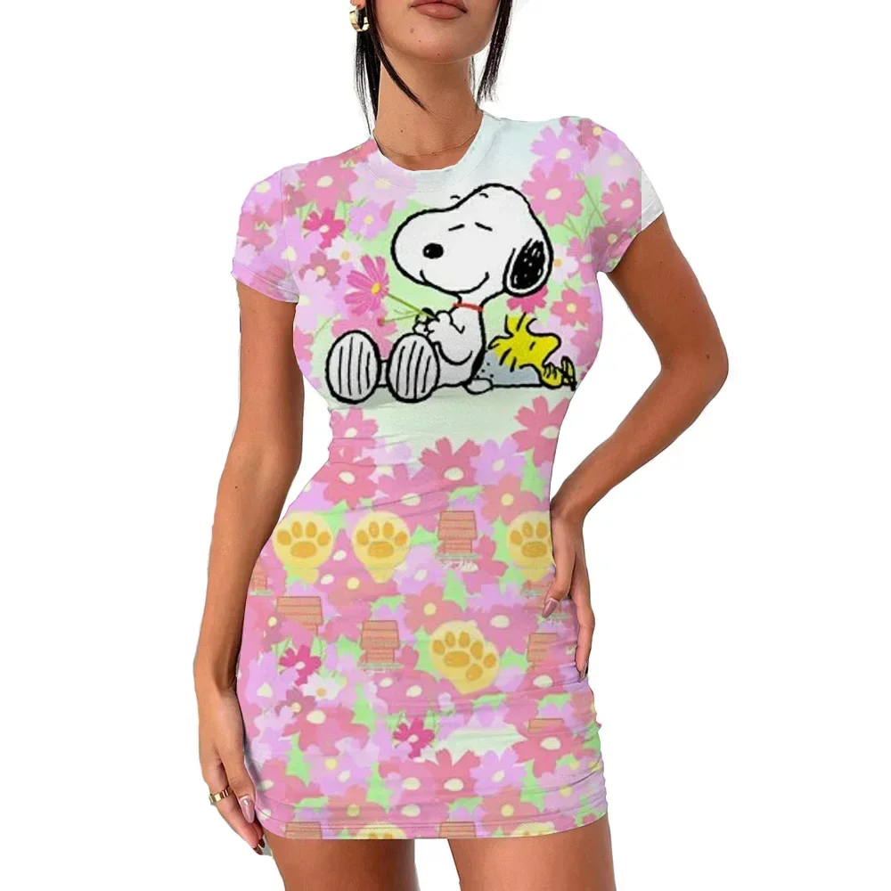 Women's tight fitting sports dress Snoopy round neck elastic tight sexy casual short sleeved dress club street wear
Women's tight fitting sports dress Snoopy round neck elastic tight sexy casual short sleeved dress club street wear