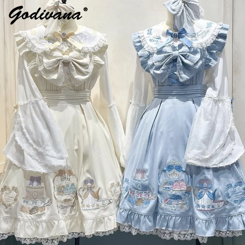 New Spring and Autumn Detachable Bow Lolita Jsk Dress Japanese Sweet Girl Female Embroidered Sleeveless Dresses
New Spring and Autumn Detachable Bow Lolita Jsk Dress Japanese Sweet Girl Female Embroidered Sleeveless Dresses
