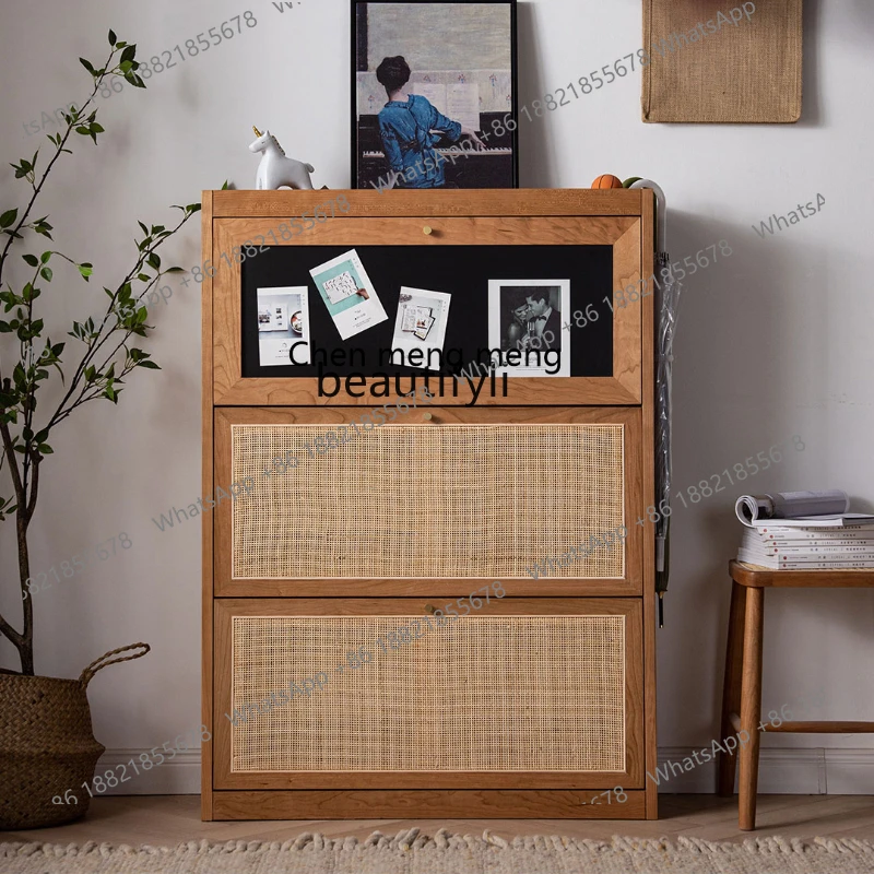 Nordic Solid Wood Flip-up Shoe Cabinet Ultra-Thin Cherrywood Rattan Furniture Storage Shoe Cabinet
Nordic Solid Wood Flip-up Shoe Cabinet Ultra-Thin Cherrywood Rattan Furniture Storage Shoe Cabinet