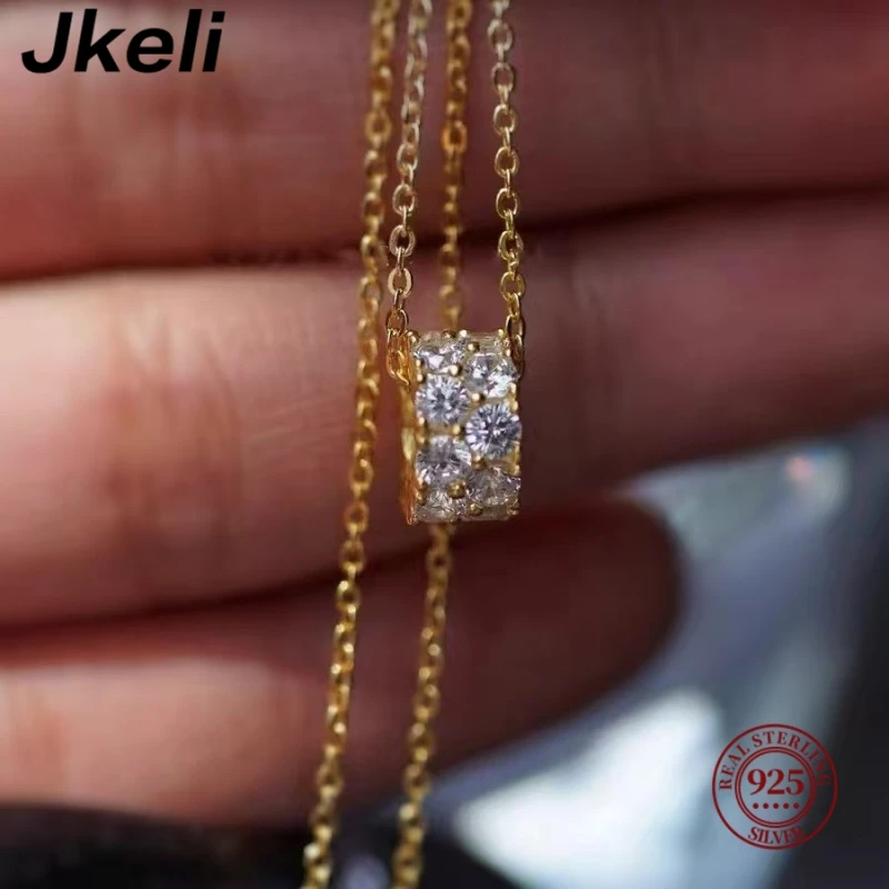 Jkeli S925 Sterling Silver Necklace for Women with Zirconia Transfer Beads 14K Gold Plated Cylindrical Pendant Jewelry Accessory
Jkeli S925 Sterling Silver Necklace for Women with Zirconia Transfer Beads 14K Gold Plated Cylindrical Pendant Jewelry Accessory