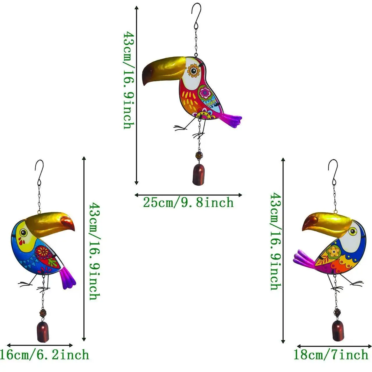 Colorful Toucan Stained Glass Wind Chime Metal Bell Hanging Ornament for Garden Patio Outdoor Home Decor
Colorful Toucan Stained Glass Wind Chime Metal Bell Hanging Ornament for Garden Patio Outdoor Home Decor