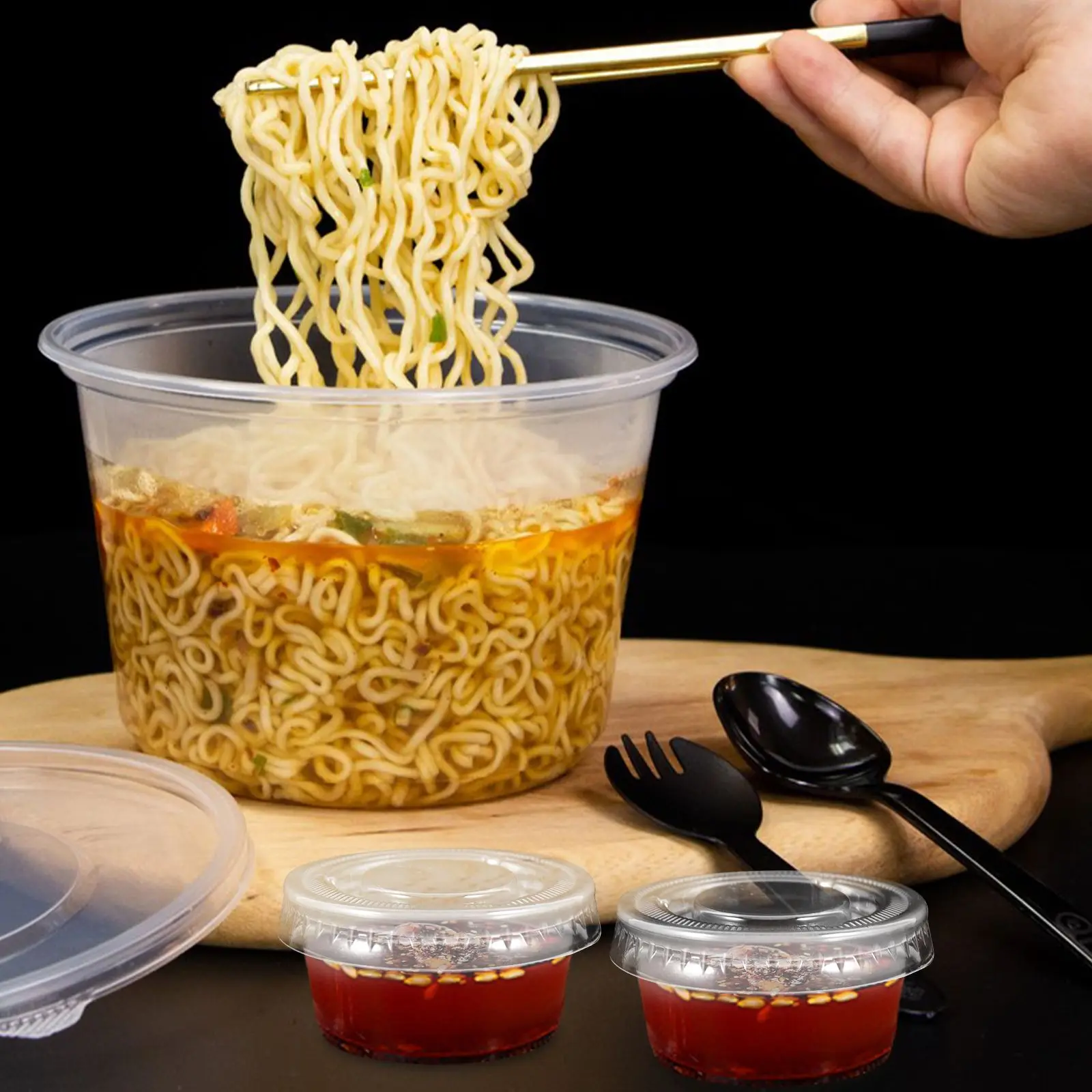 100 Pcs Disposable Sauce Cup Portion Cups Condiment To Go Cases Double Seasoning Container Pp With Lids Small
100 Pcs Disposable Sauce Cup Portion Cups Condiment To Go Cases Double Seasoning Container Pp With Lids Small