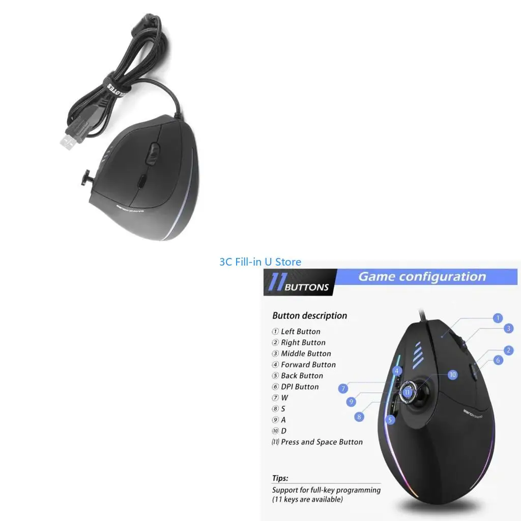 G8TA Corded Vertical Ergonomic Mouse Programmable Buttons 10000DPI Removable 
G8TA Corded Vertical Ergonomic Mouse Programmable Buttons 10000DPI Removable