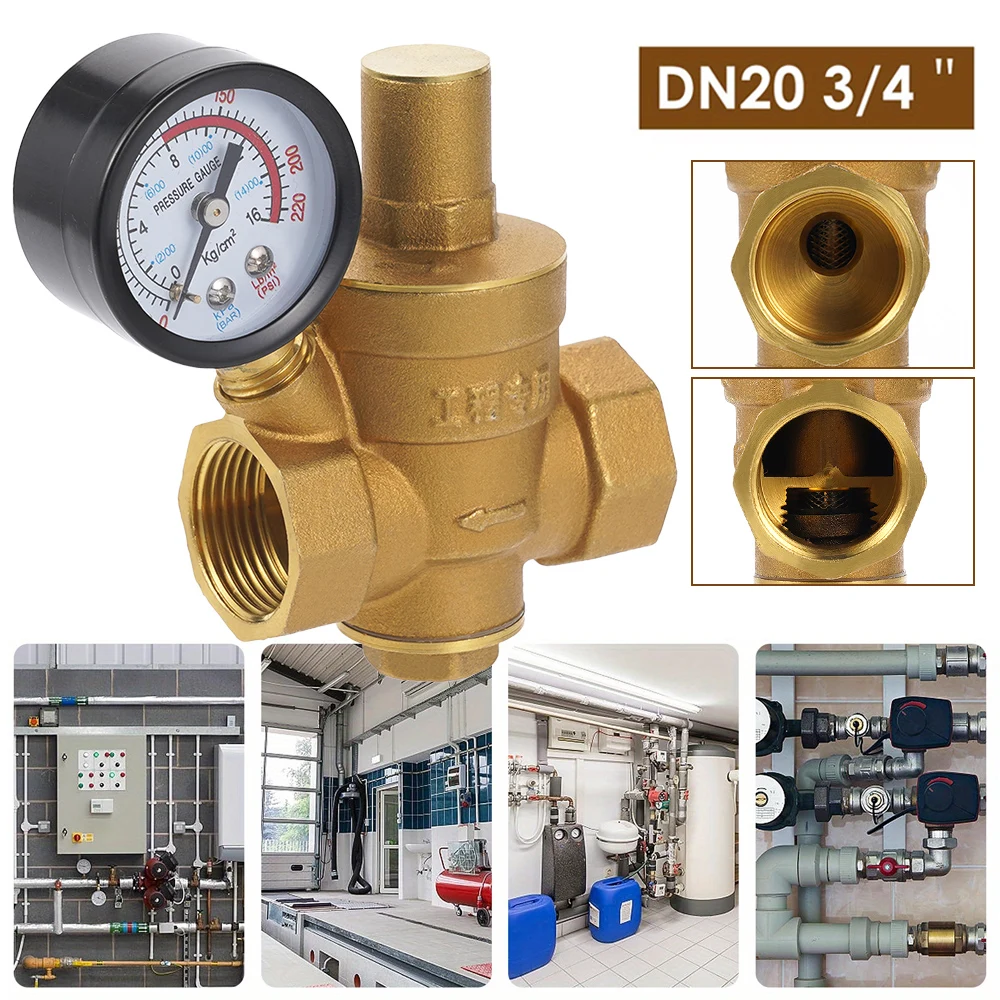 DN20 3/4" Brass Water Pressure Reducing Valve with Gauge Adjustable Pressure Regulator for Home Garden Irrigation Plumbing
DN20 3/4" Brass Water Pressure Reducing Valve with Gauge Adjustable Pressure Regulator for Home Garden Irrigation Plumbing