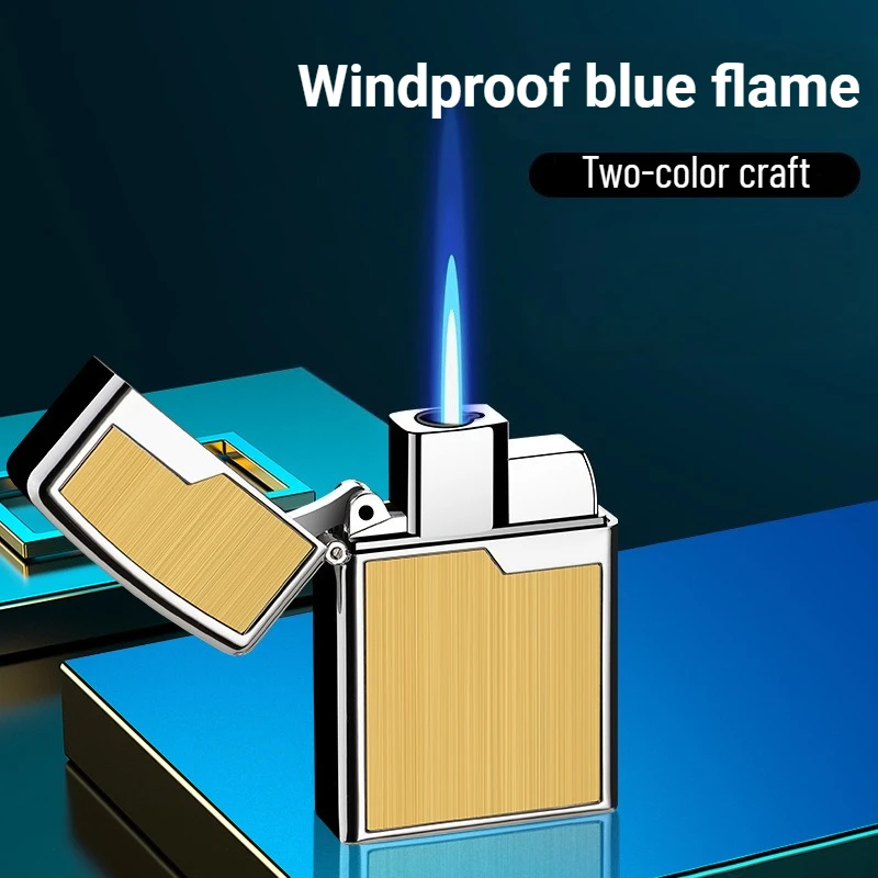 Direct-rushing Two-color Lighter Brushed Windproof Blue Flame New Press-type Metal Men's Smoking Accessories Cigarette Lighter 
Direct-rushing Two-color Lighter Brushed Windproof Blue Flame New Press-type Metal Men's Smoking Accessories Cigarette Lighter