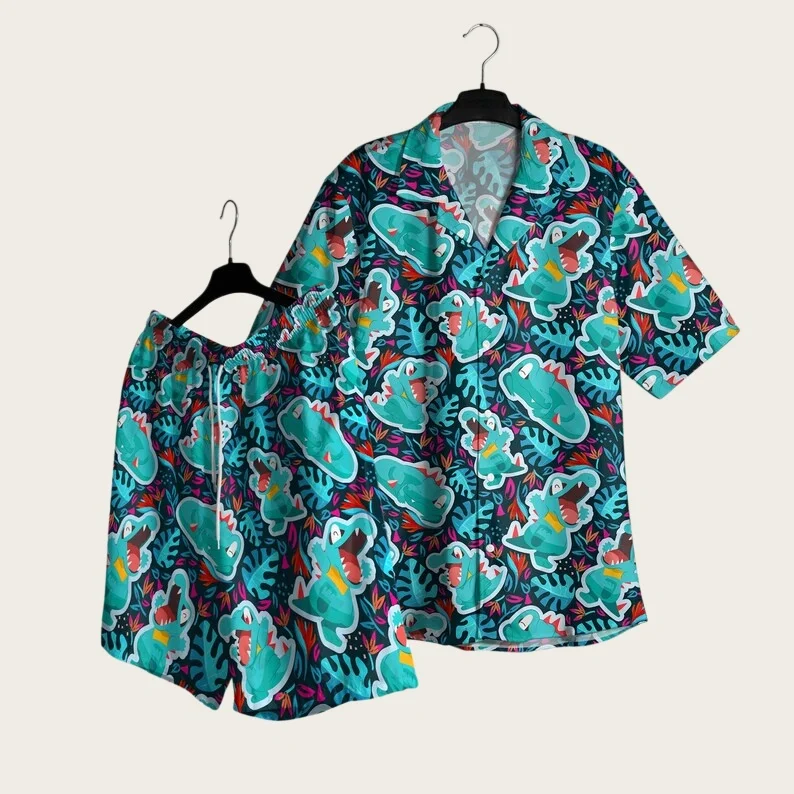 Summer Fashion Men's Totodile Printed Hawaiian Shirt Shorts Set Home Leisure Loose Style Anime Pajama T-shirt Shorts Two Piece
Summer Fashion Men's Totodile Printed Hawaiian Shirt Shorts Set Home Leisure Loose Style Anime Pajama T-shirt Shorts Two Piece