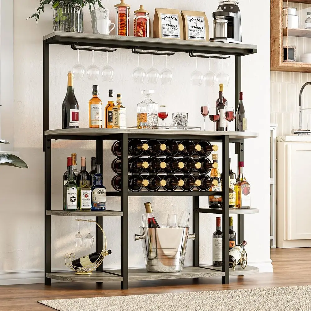 Gray 52" 4-Tier Freestanding Bar Cabinet, Bottle&Glass Holder,Liquor Wine Rack with Anti-Tip Device for Home Kitchen Dining Room
Gray 52" 4-Tier Freestanding Bar Cabinet, Bottle&Glass Holder,Liquor Wine Rack with Anti-Tip Device for Home Kitchen Dining Room
