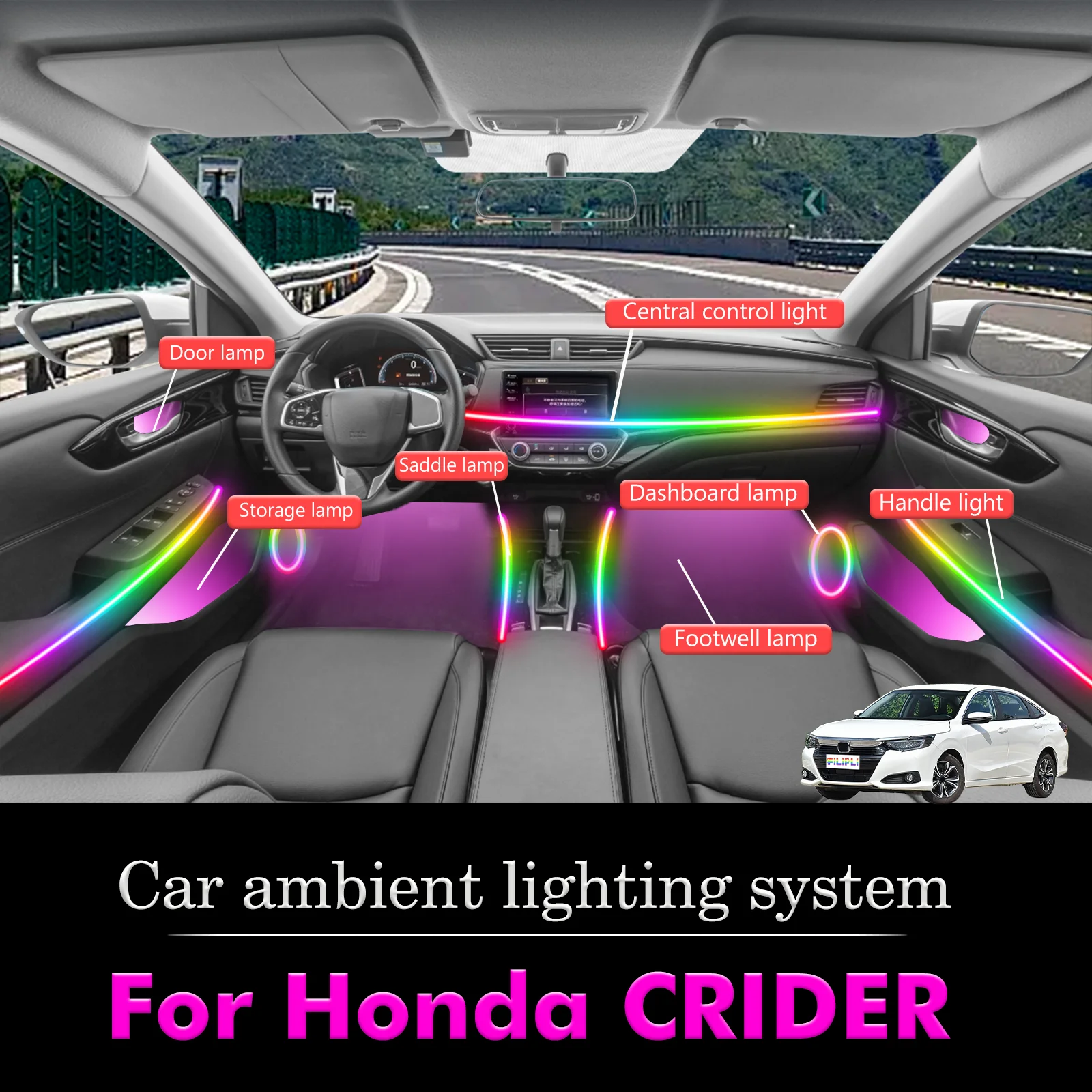Для Honda CRIDER салон автомобиля комплект окружающей лампы RGB 64-цветный светодиодный умный пульт дистанционного управления энергосберегающие эффективные огни
Для Honda CRIDER салон автомобиля комплект окружающей лампы RGB 64-цветный светодиодный умный пульт дистанционного управления энергосберегающие эффективные огни