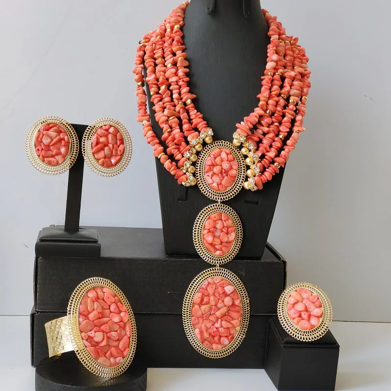 Pink Nigerian Coral Beads for Weddings African Bridal Jewelry Necklaces Set
Pink Nigerian Coral Beads for Weddings African Bridal Jewelry Necklaces Set
