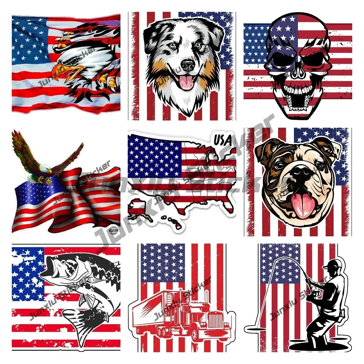 American Flag Sticker Personality Bald Eagle Skull Fishing with American Flags Occlusion-Scratch Waterproofing Accessories Decal
American Flag Sticker Personality Bald Eagle Skull Fishing with American Flags Occlusion-Scratch Waterproofing Accessories Decal