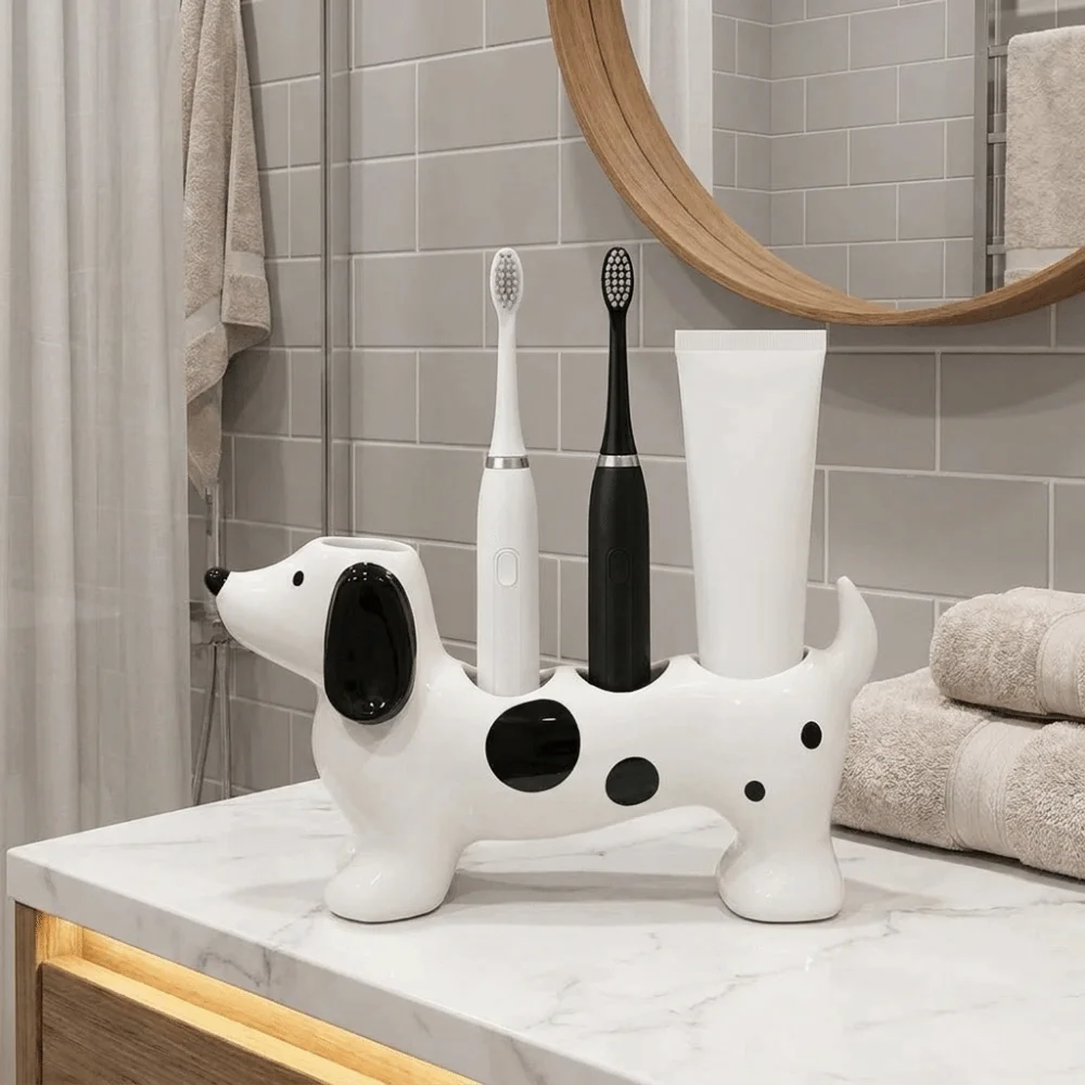 Ceramic Dachshund Toothbrush Holder Cute 4 Slots Electric Toothbrush Stand Space Saving Decorative Dog Shaped Toothbrush Holder
Ceramic Dachshund Toothbrush Holder Cute 4 Slots Electric Toothbrush Stand Space Saving Decorative Dog Shaped Toothbrush Holder