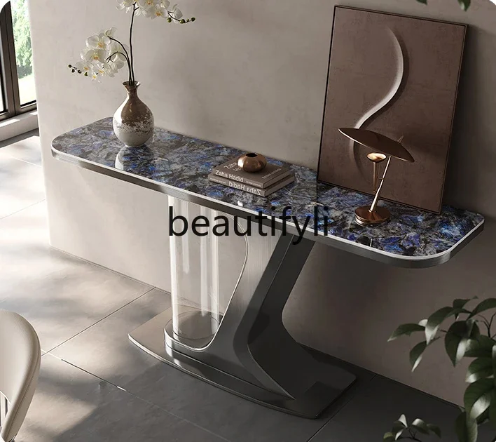 Living room stainless steel entrance table against the wall marble end view table Italian minimalist acrylic table
Living room stainless steel entrance table against the wall marble end view table Italian minimalist acrylic table