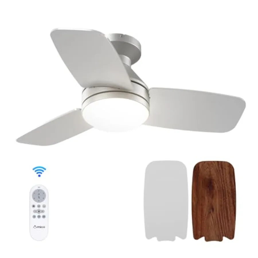 Bedroom ceiling fan with light: 30-inch low-profile flush mount, silver metal, 3CCT dimmable LED, reversible quiet operation, r
Bedroom ceiling fan with light: 30-inch low-profile flush mount, silver metal, 3CCT dimmable LED, reversible quiet operation, r
