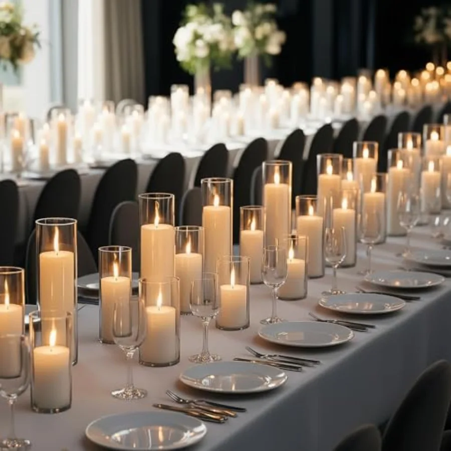 PCS White Pillar Candles 2''X34 6 and Glass Cylinder Vases(2.6''X5 6 8) Hurricane Candles Perfectly Sized for use as a Centerpi
PCS White Pillar Candles 2''X34 6 and Glass Cylinder Vases(2.6''X5 6 8) Hurricane Candles Perfectly Sized for use as a Centerpi