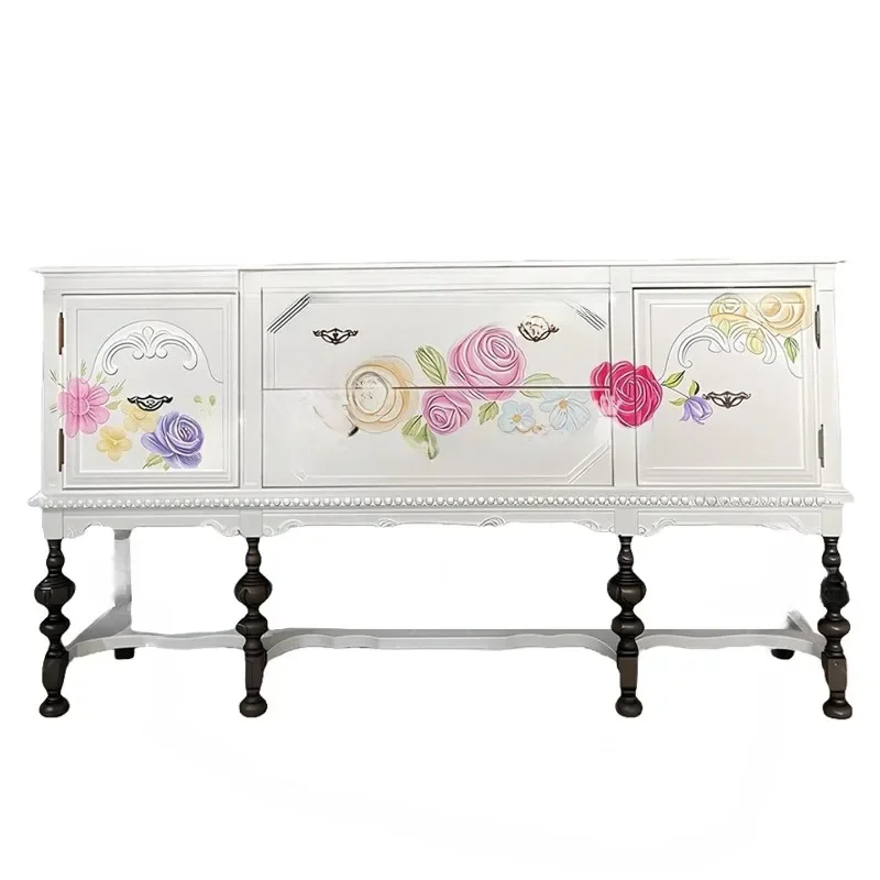 French retro solid wood carving flower entrance cabinet painted decorative cabinet small apartment living room locker white
French retro solid wood carving flower entrance cabinet painted decorative cabinet small apartment living room locker white