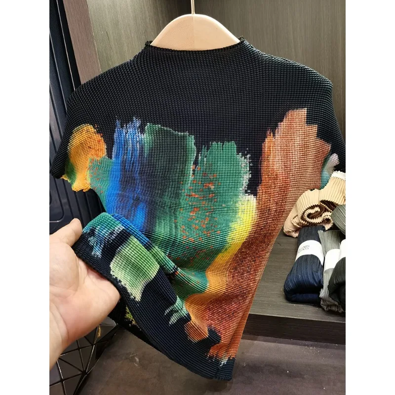 Плиссированные топы с принтом граффити Miyake, женские простые универсальные эластичные облегающие футболки с короткими рукавами, женская летняя новинка 2025 г.
Плиссированные топы с принтом граффити Miyake, женские простые универсальные эластичные облегающие футболки с короткими рукавами, женская летняя новинка 2025 г.