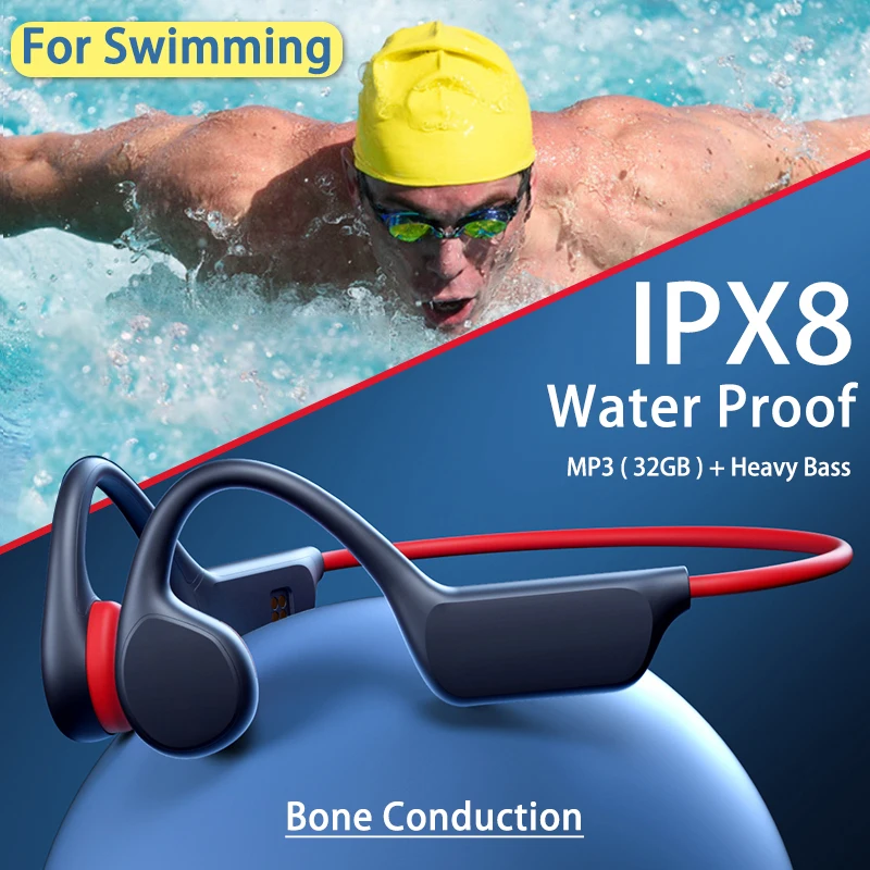 Bone Conduction Earphones Bluetooth Wireless IPX8 Waterproof MP3 Player Hifi Ear-hook Headphone With Mic Headset For Swimming
Bone Conduction Earphones Bluetooth Wireless IPX8 Waterproof MP3 Player Hifi Ear-hook Headphone With Mic Headset For Swimming