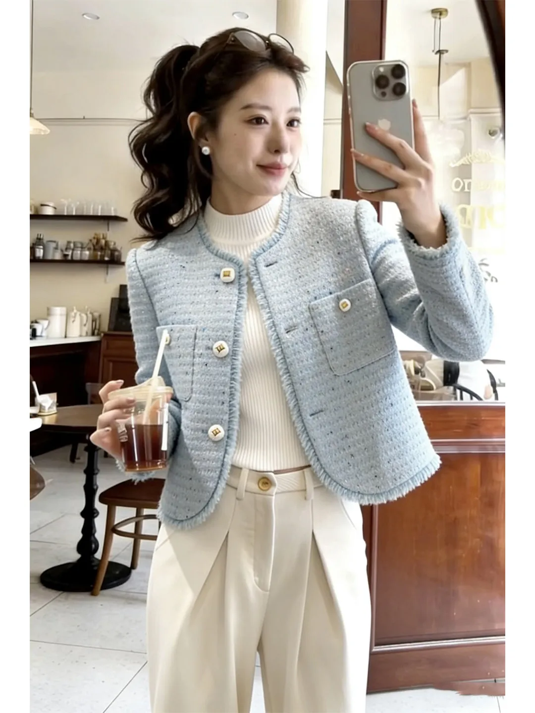 aron Series Korean Sle Soft Toned Salt And Pepper Blue Woolen Coat Women's Spring Faion Outerwear ort And Sweet
aron Series Korean Sle Soft Toned Salt And Pepper Blue Woolen Coat Women's Spring Faion Outerwear ort And Sweet