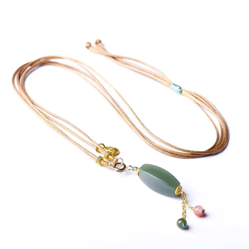 Handwoven Natural Hetian Jade Long Tube Necklace Nanhong Agate Leather Layered Sweater Chain Gifts
Handwoven Natural Hetian Jade Long Tube Necklace Nanhong Agate Leather Layered Sweater Chain Gifts