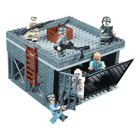 Kompatybilna baza wojskowa LEGO z czasów II wojny światowej, wieża obronna, patrol, żołnierz, zabawka do składania dla chłopców.