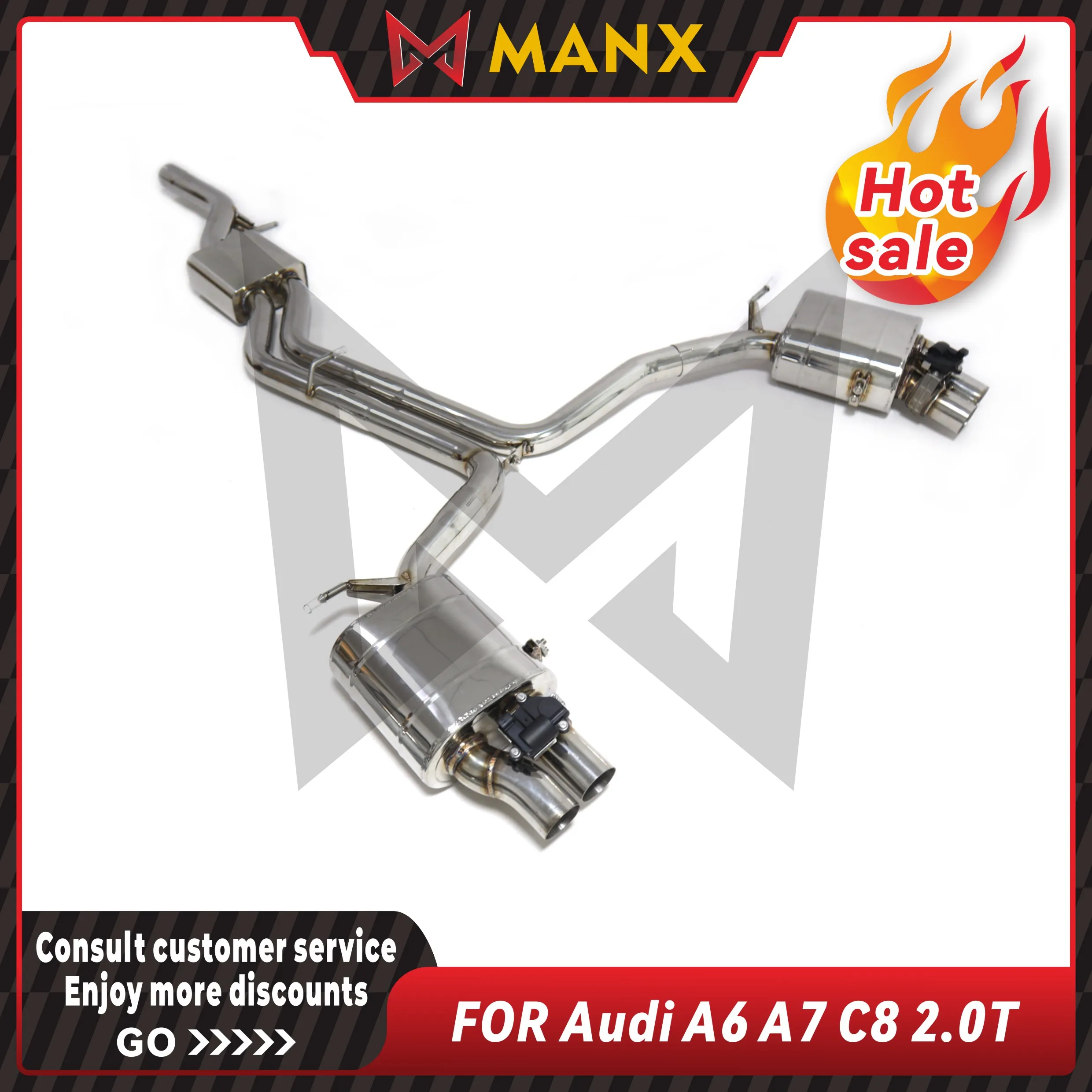 Valved Cat-Back Exhaust System for Audi A6 A7 C8 2.0T Stainless Steel With Remote Control Sport Sound
Valved Cat-Back Exhaust System for Audi A6 A7 C8 2.0T Stainless Steel With Remote Control Sport Sound